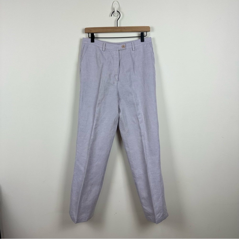Louis Feraud Lilac Purple Linen Blend Pants, 12